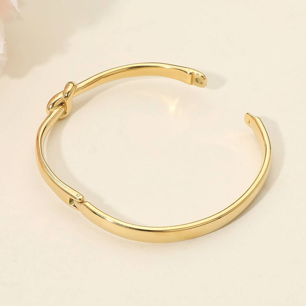 Stainless Steel Knot Hinged Bangle Bracelet