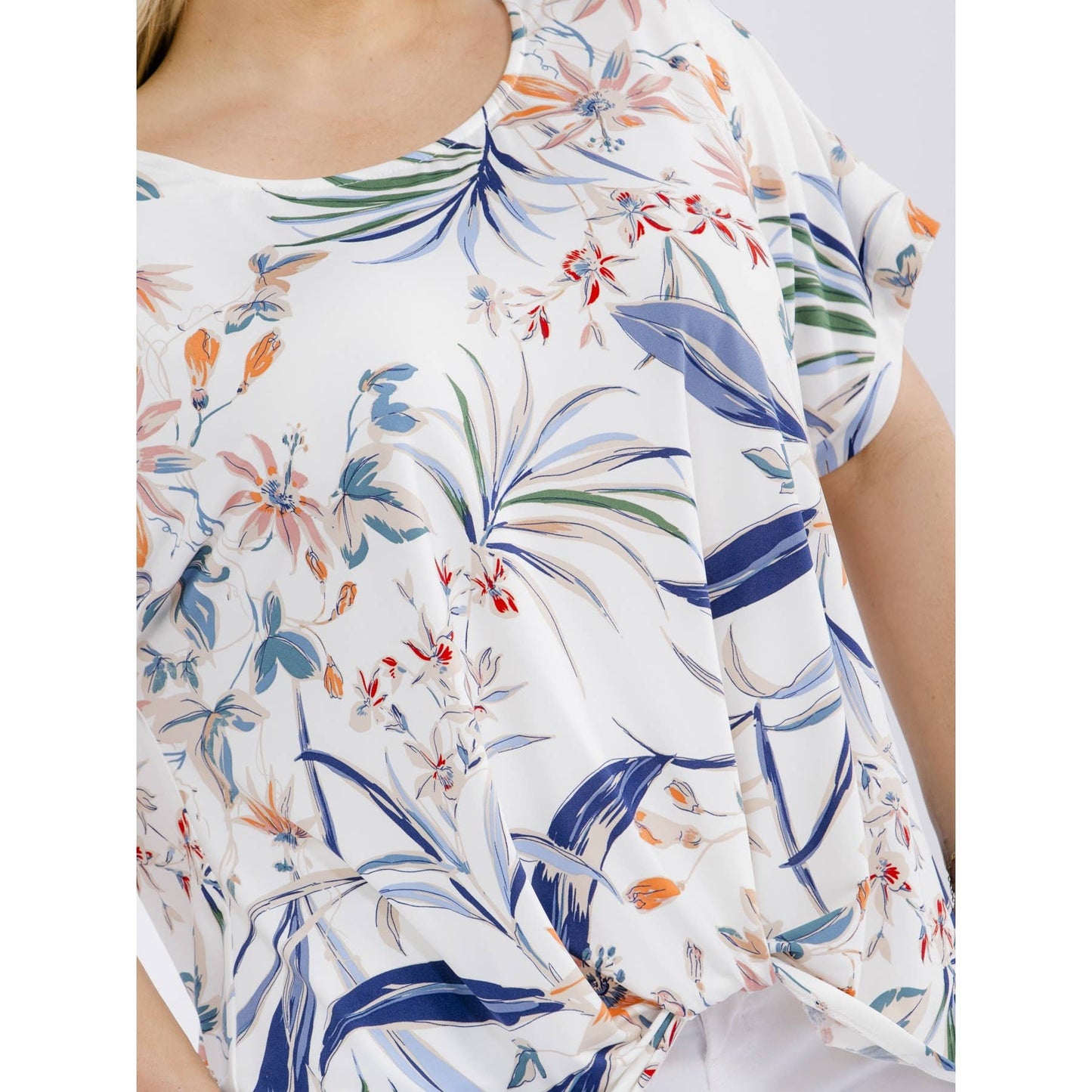 PLUS TROPICAL COLD SHOULDER TOP