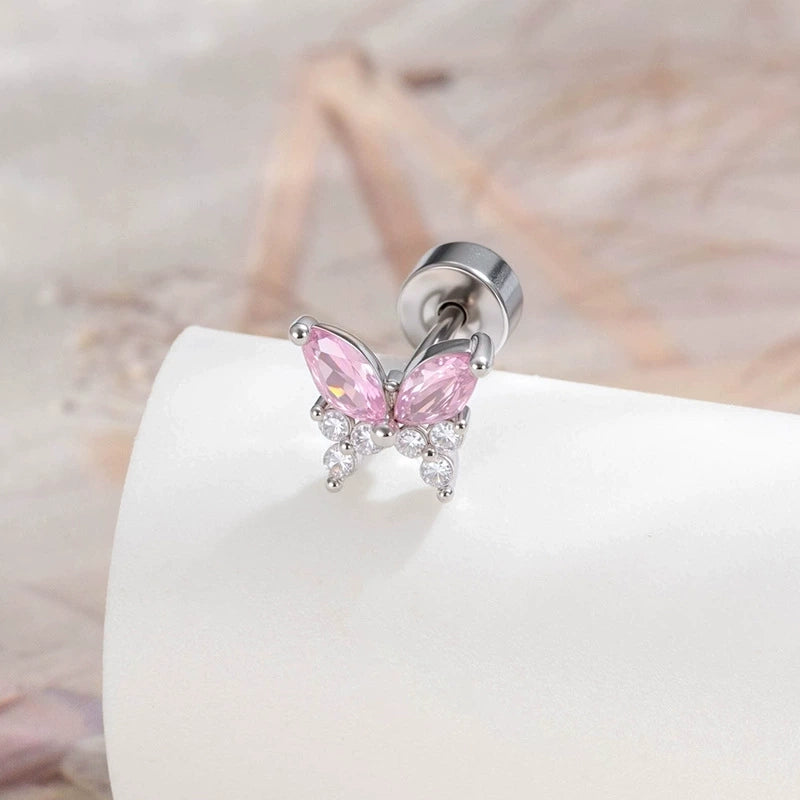 Gemstone Butterfly Stud Stainless