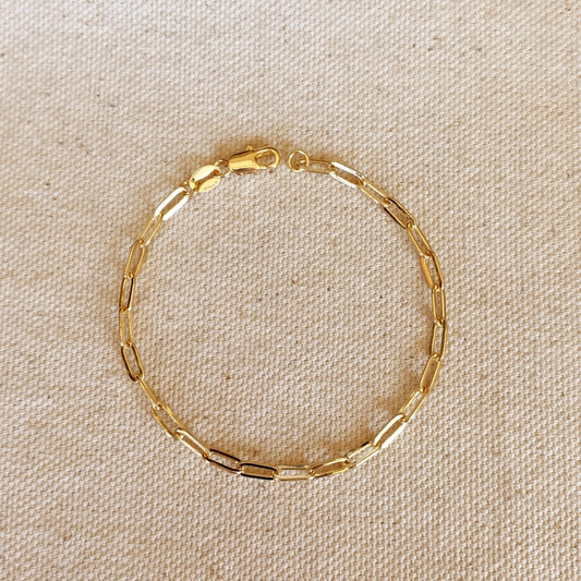18k Gold Filled Short Link Paperclip Bracelet 7 inches