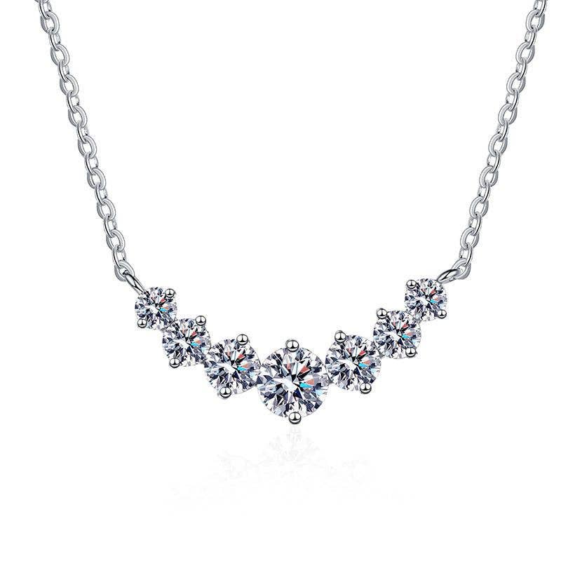 Seven-Stone Moissanite Charm Necklace in 925 Sterling Silver