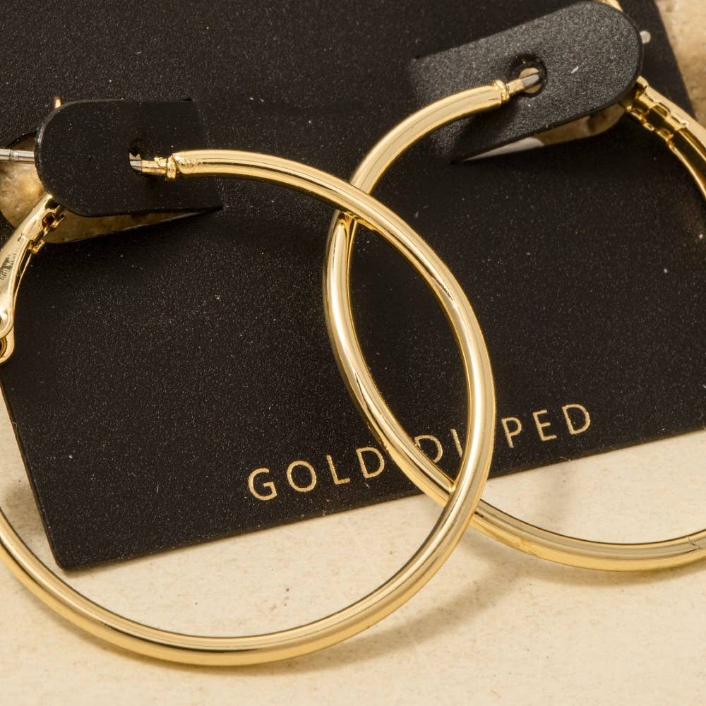 Gold Dipped 30Mm Latch Hoop Earrings