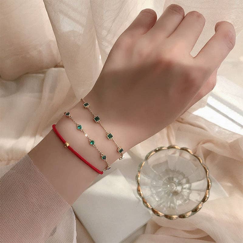 Green Color Gemstone Wedding Bracelet in 925 Sterling Silver