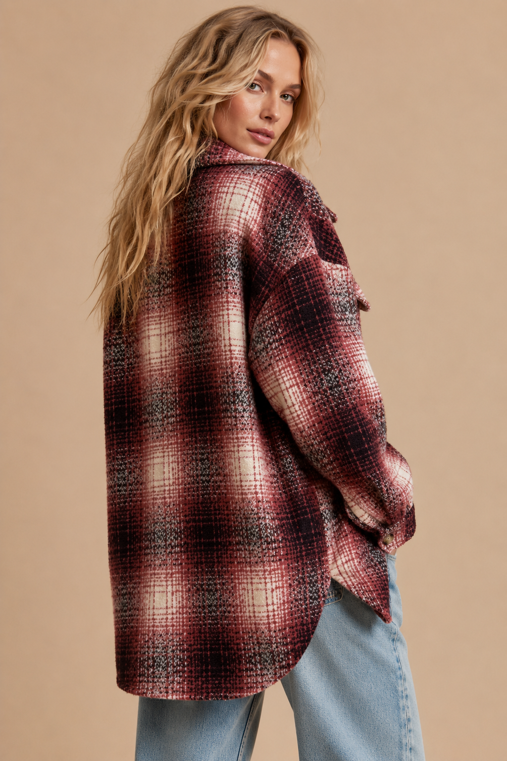 Plaid Pattern Button Down Jacket