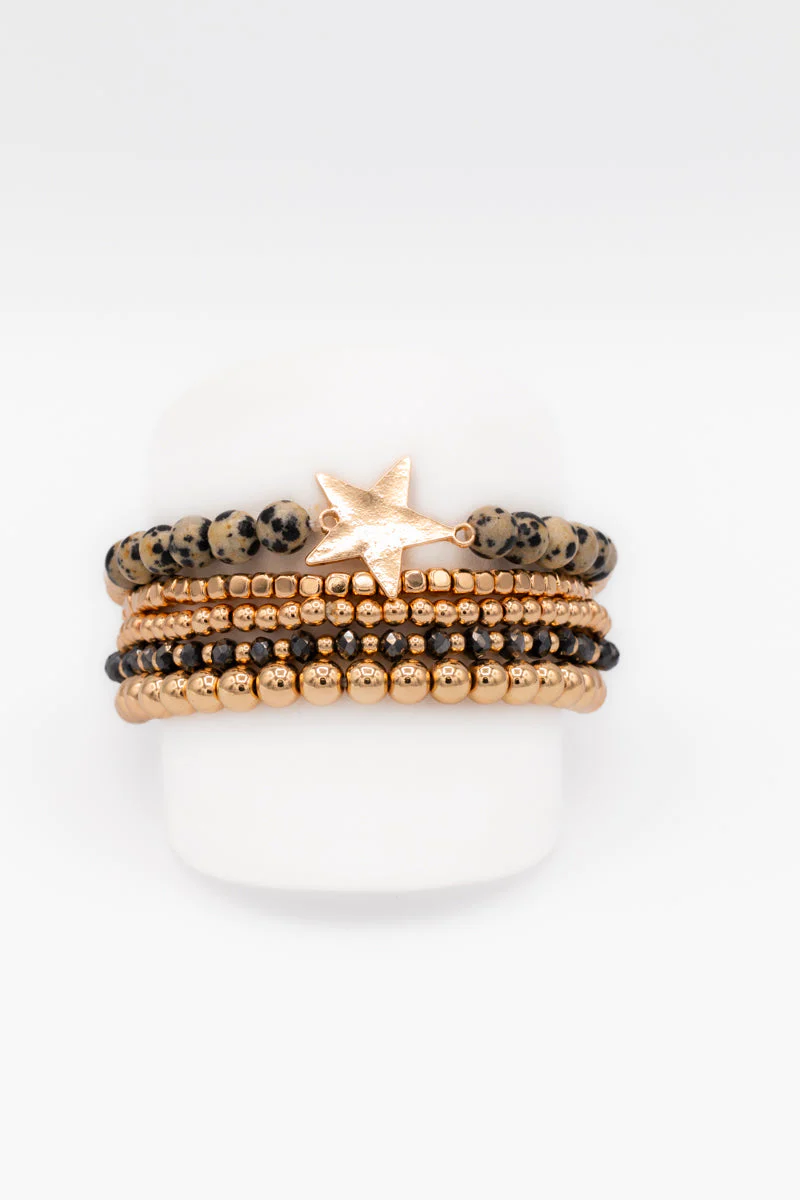 BRACELETS. GLASS. METAL & NATURAL STONES BEADS - Silver