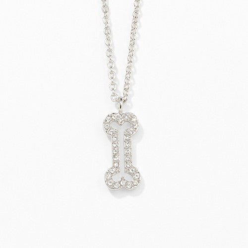 Touchstone Crystal by Swarovski Silver Tone Dog Bone Pendant