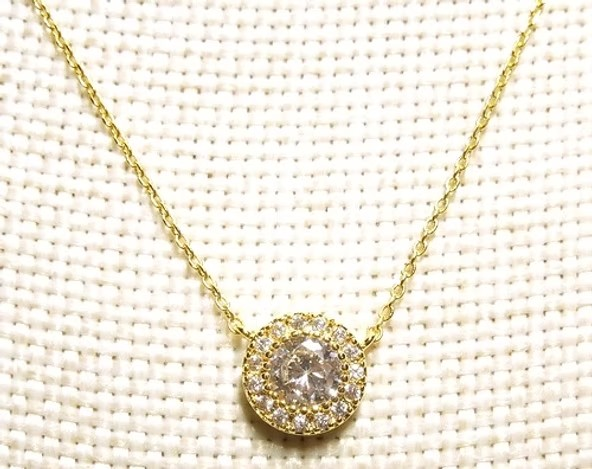 Gold Round CZ Necklace