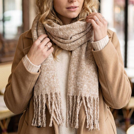 Mélange Effect Brushed Fringe Scarf
