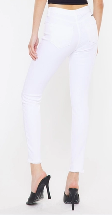 HIGH RISE ANKLE SKINNY WHITE JEANS