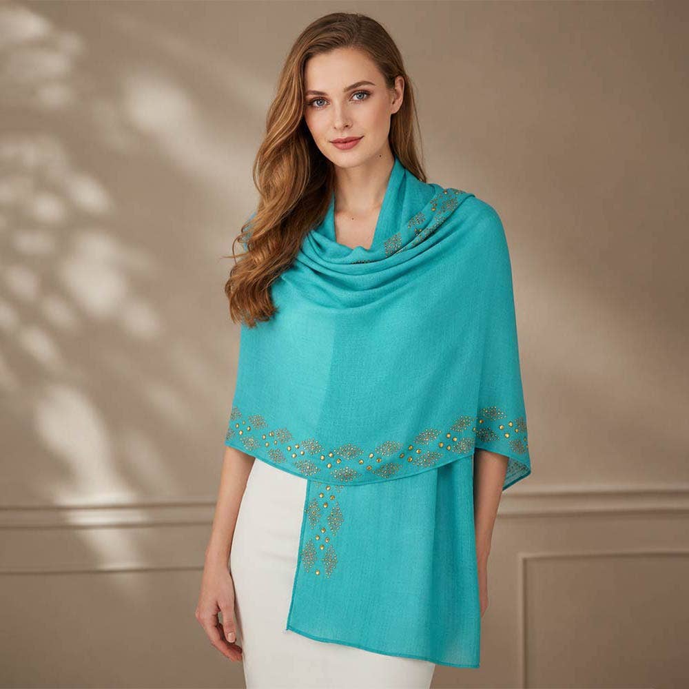 Lightweight Rhinestone Embellished Shawl Wrap Scarf