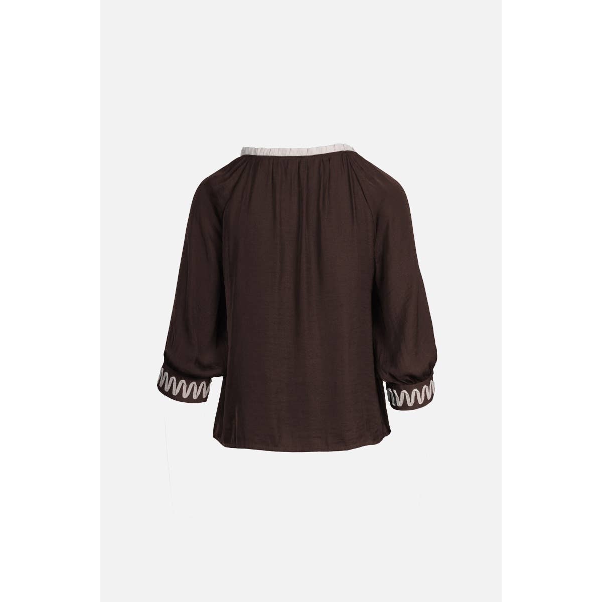Abstract Applique Popover Blouse