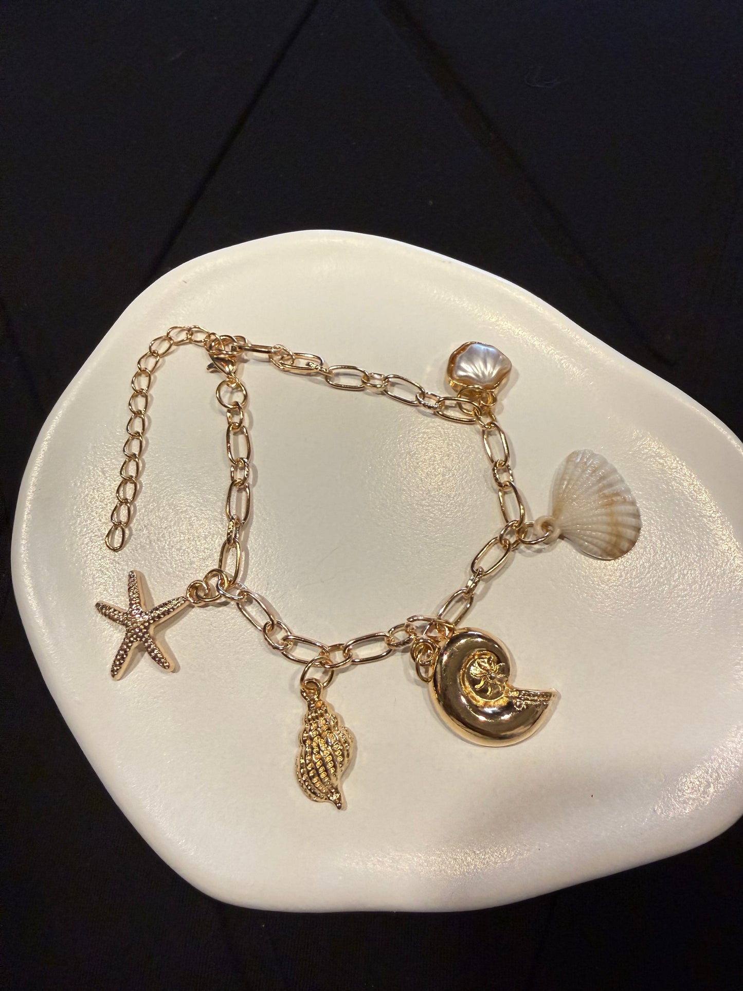 Sea Shell Charm Station Chain Bracelets
