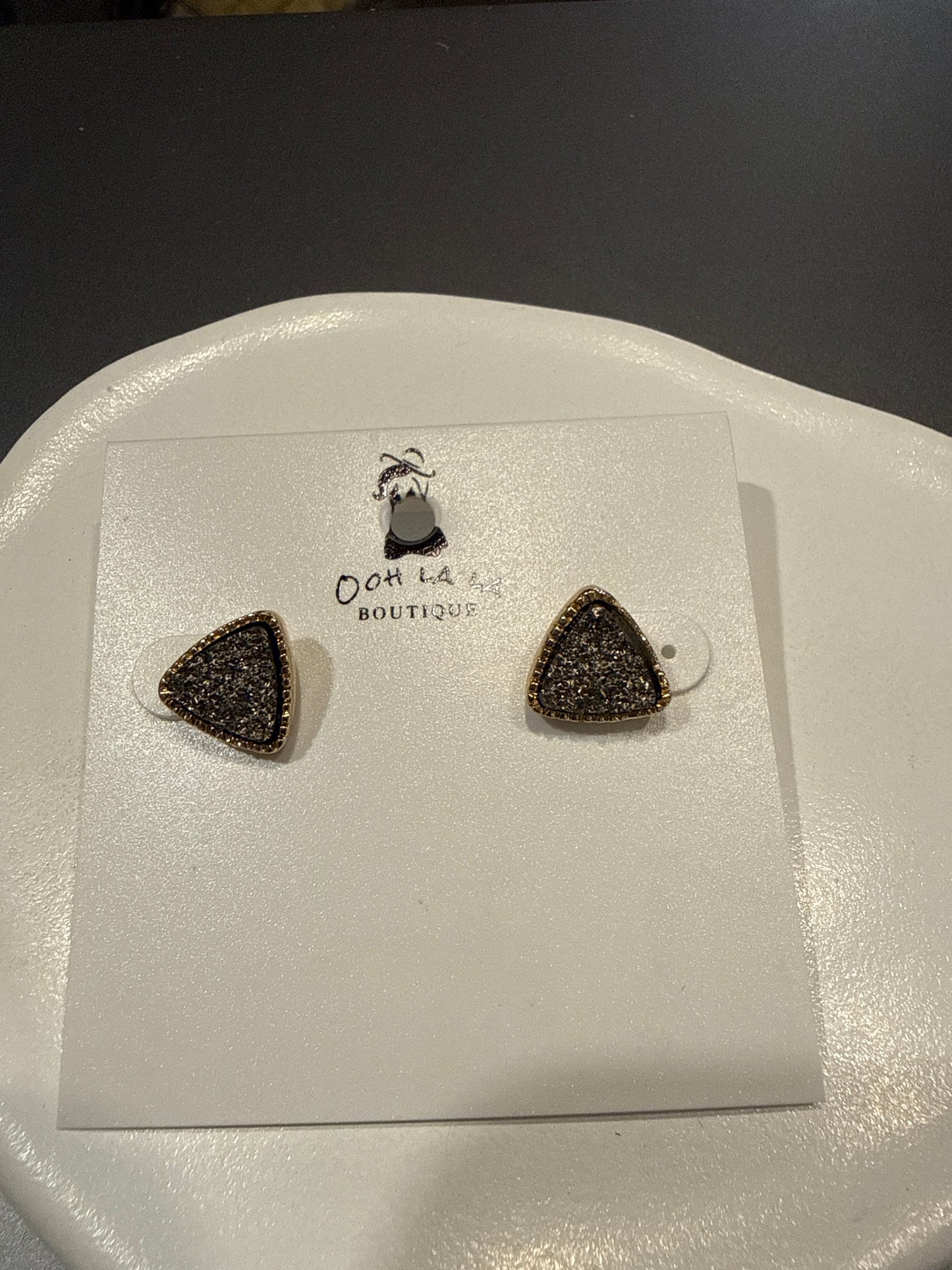 Sparkling Triangle Stud Earrings