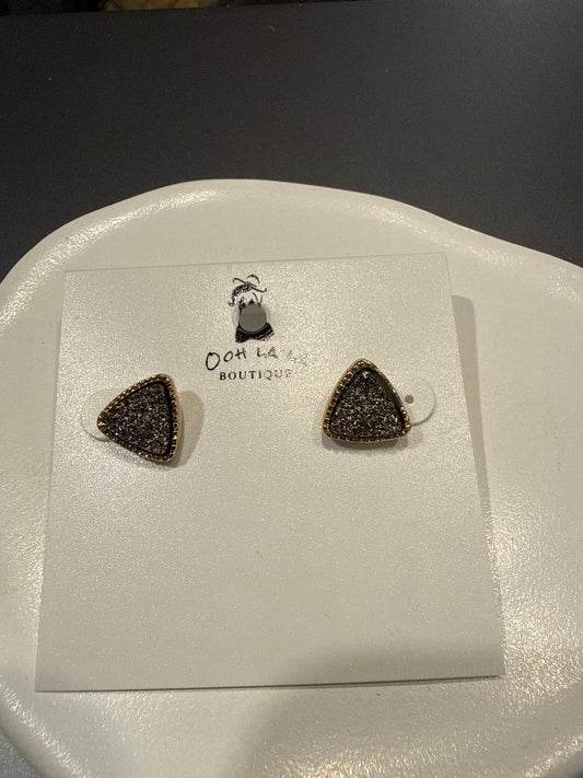 Sparkling Triangle Stud Earrings