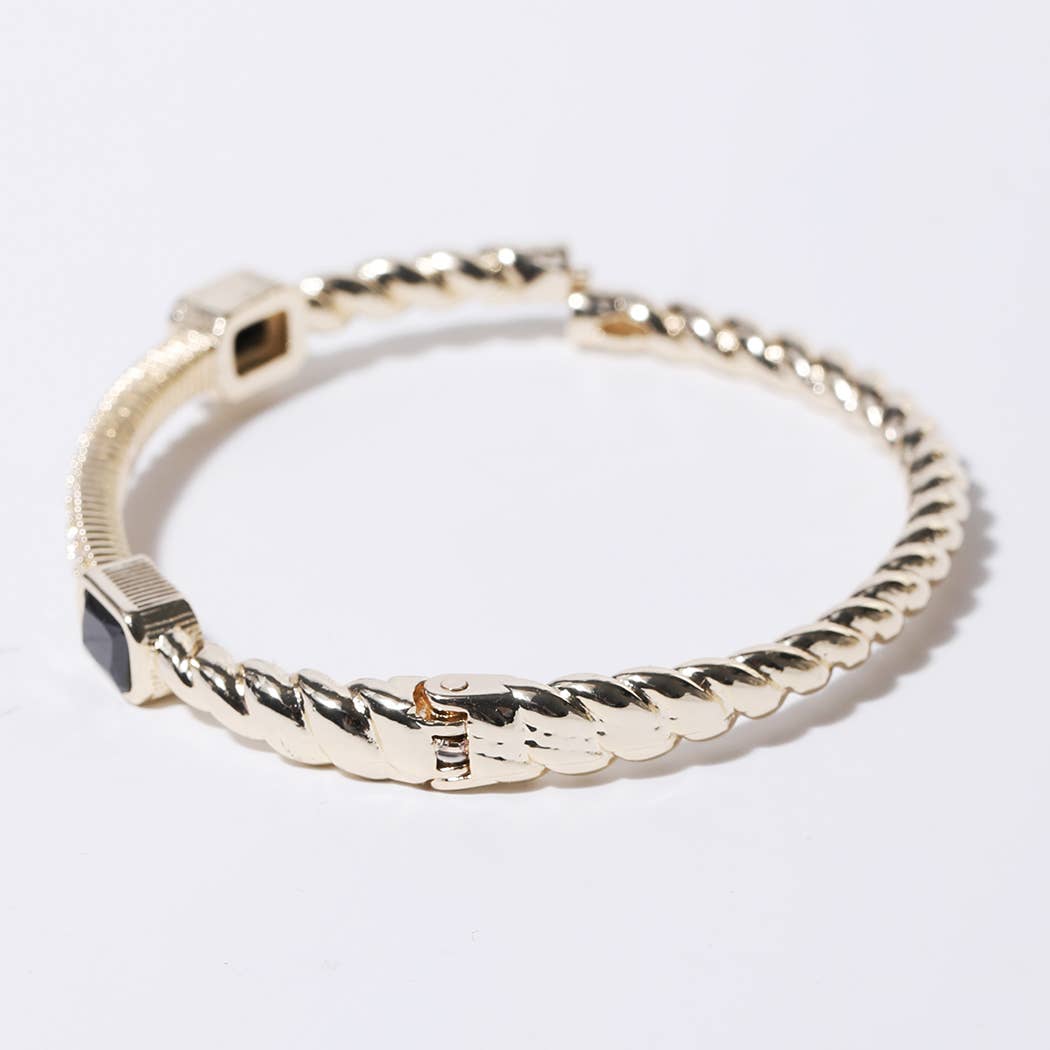 Gold Plated CZ Cable Bangle Bracelet