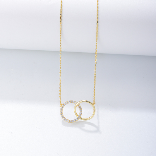 Interlocking Circle Ring Necklace in 925 Sterling Silver