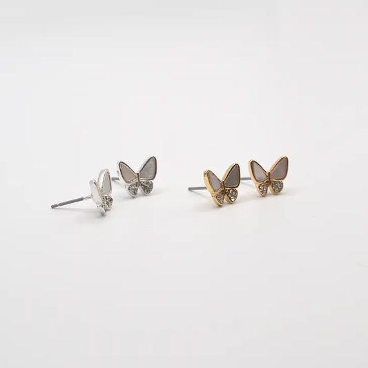 Butterfly Frame Mother of Pearl Stud Post Earring