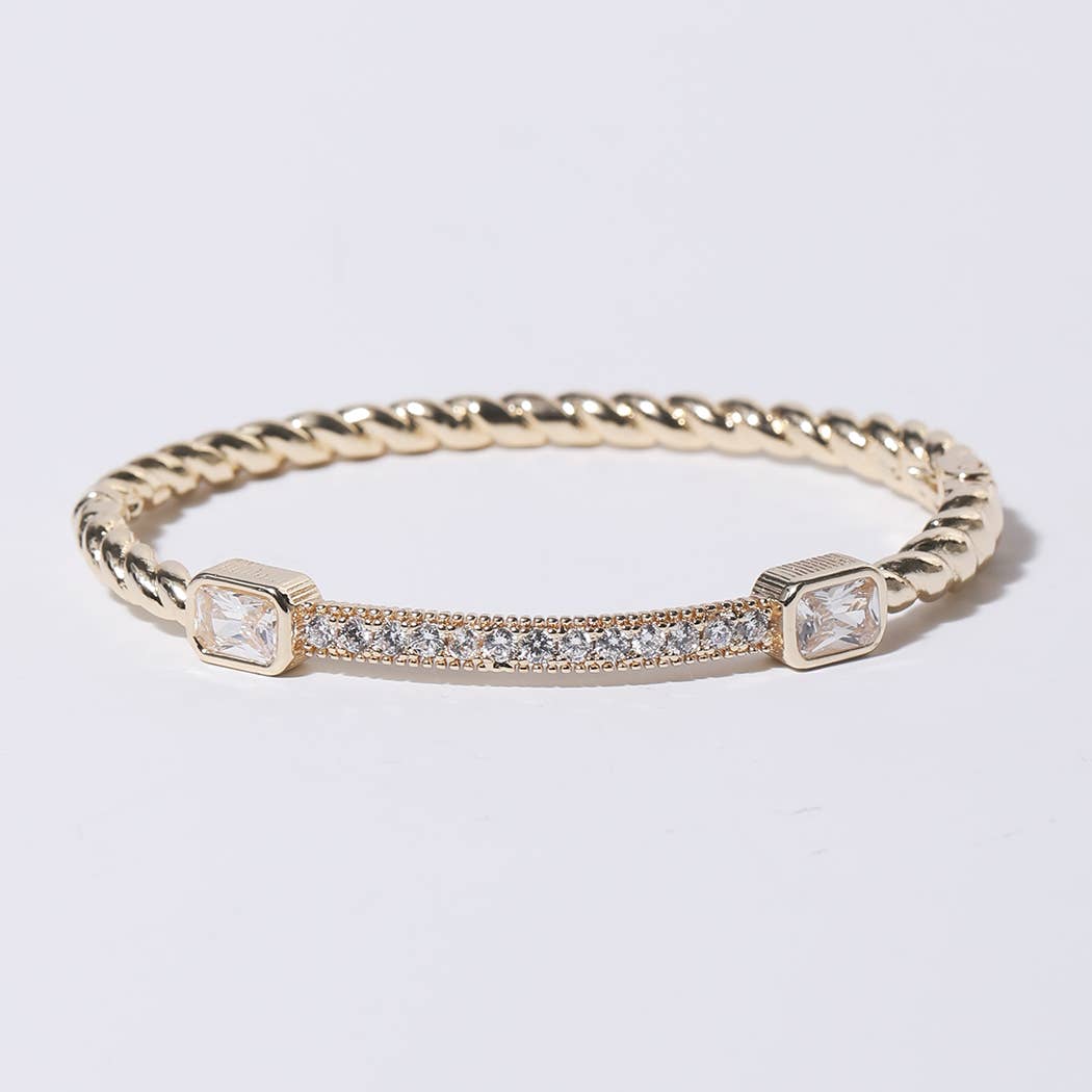 Gold Plated CZ Cable Bangle Bracelet