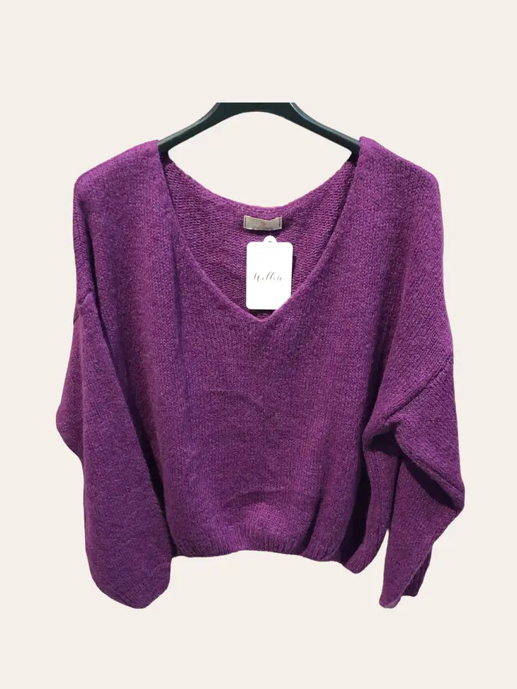 V-Neck Crop Sweater with A Tight Hem