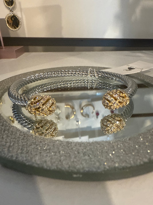 Herringbone Pave Cable Bangle