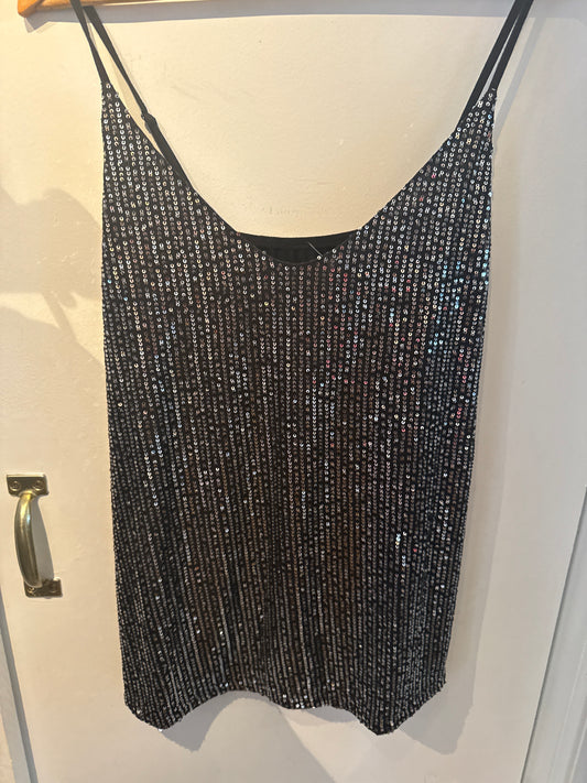 Gray Sequin Tank Top