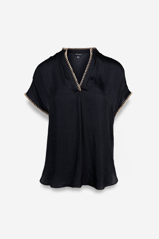 Whipstitch Drop Shoulder Regular Blouse