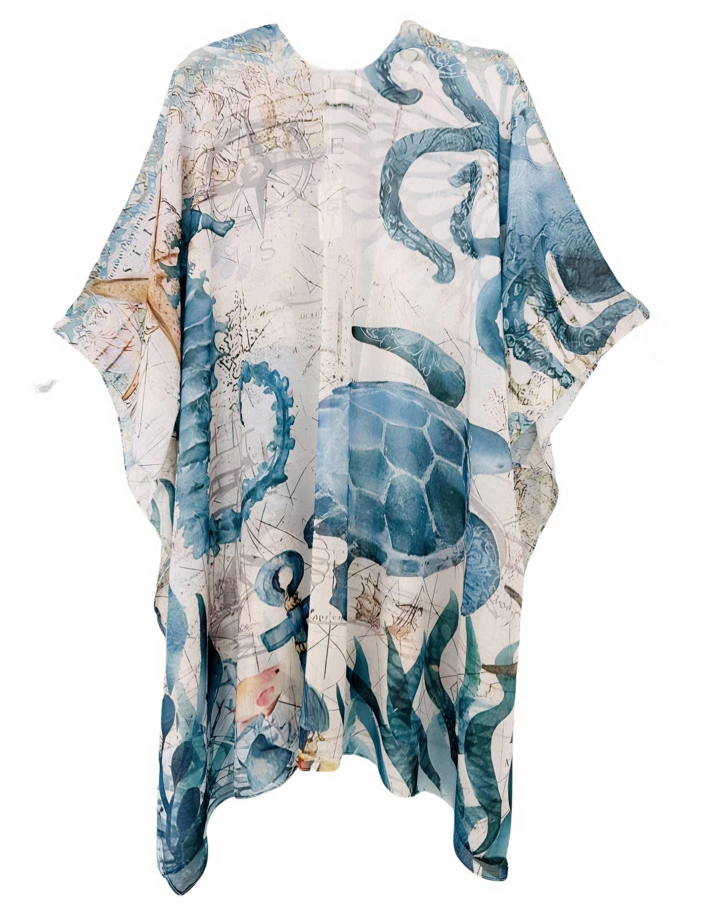 Ocean Spirit Kimono – Sea Turtle, Seahorse & Octopus