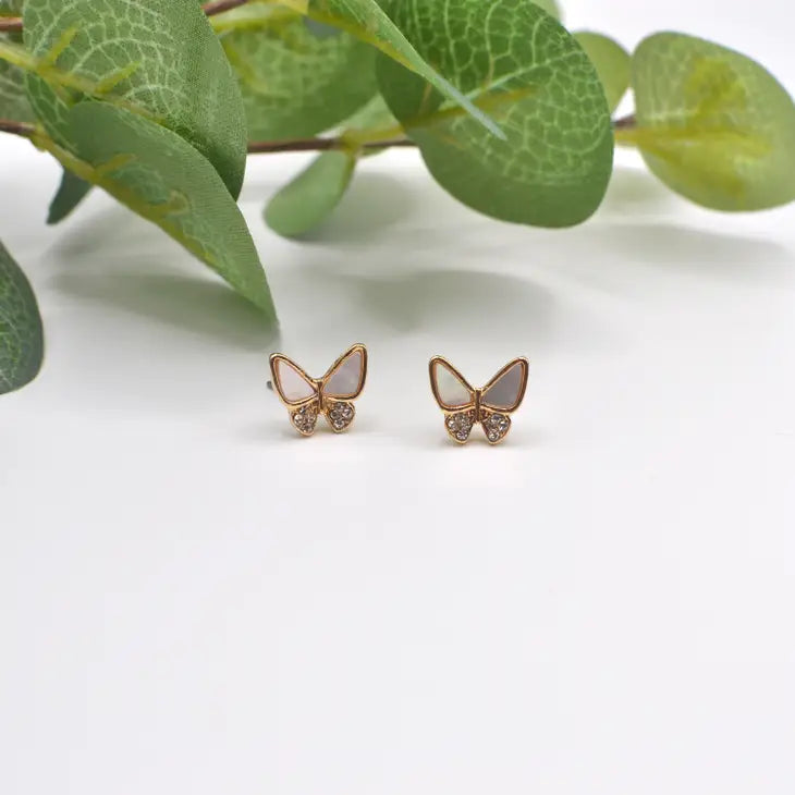 Butterfly Frame Mother of Pearl Stud Post Earring