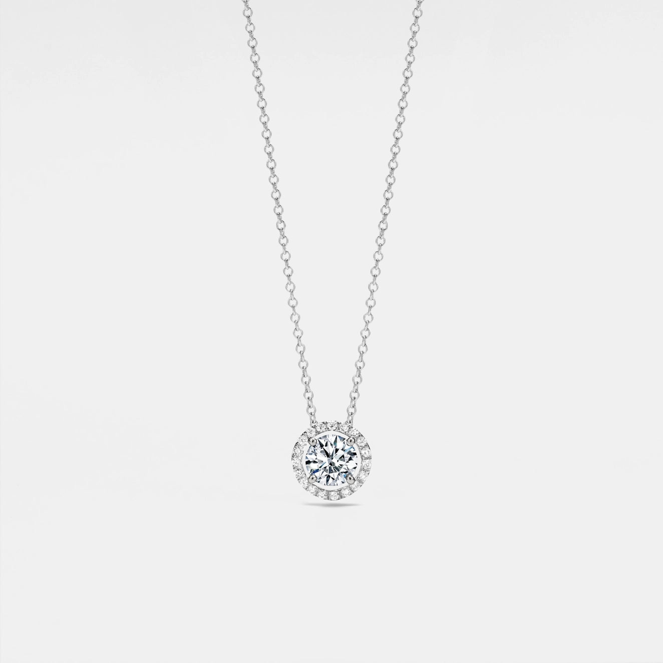 Four-Prong Moissanite Halo Necklace