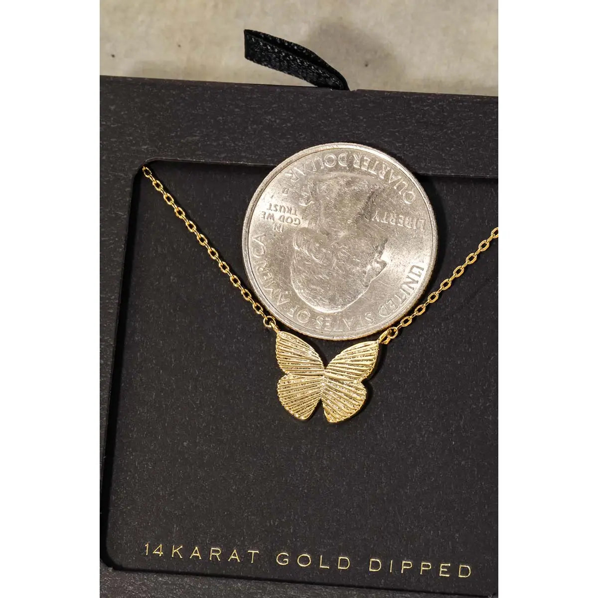 Gold Dipped Butterfly Pendant Necklace