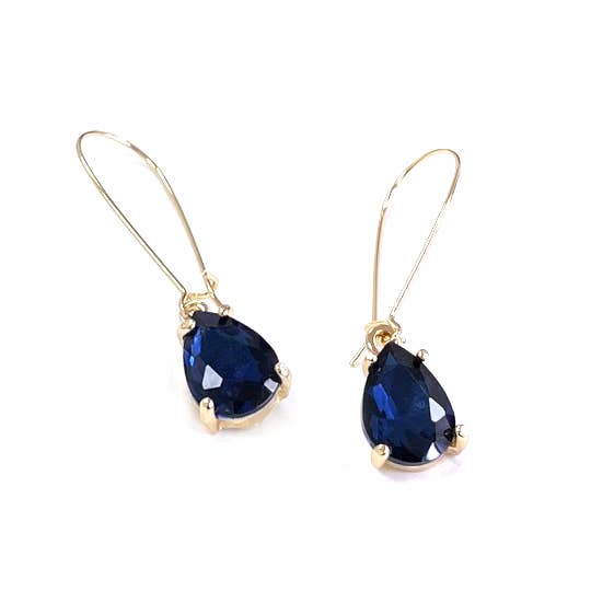 Midi Size Teardrop 5A Grade Glass Drop Kidney Wire Earrings