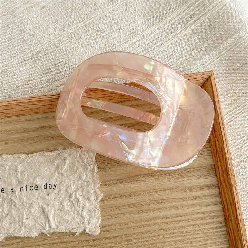 Iridescent Oval Flat Hair Claw Clip