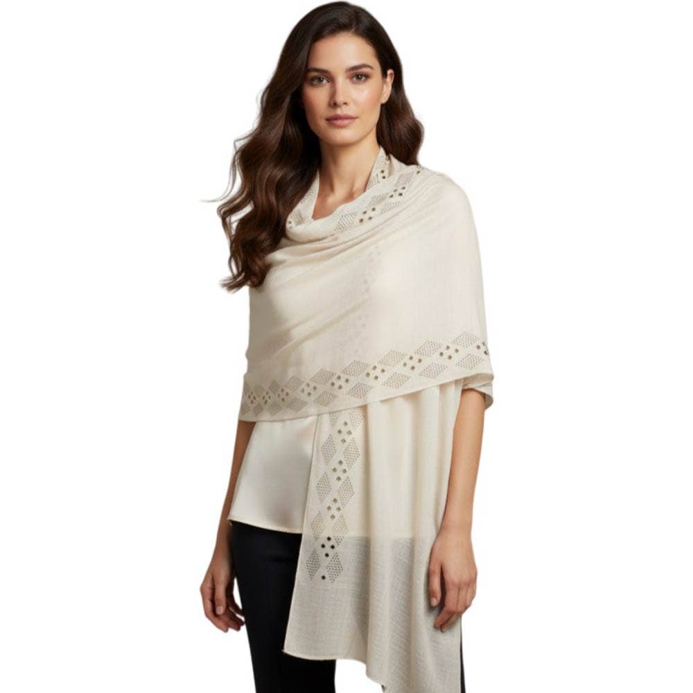 Lightweight Rhinestone Embellished Shawl Wrap Scarf