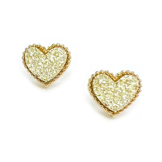 Heart Frame Druzy Post Stud Earrings