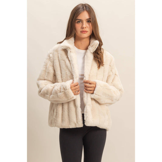 Faux Fur Jacket- Ivory