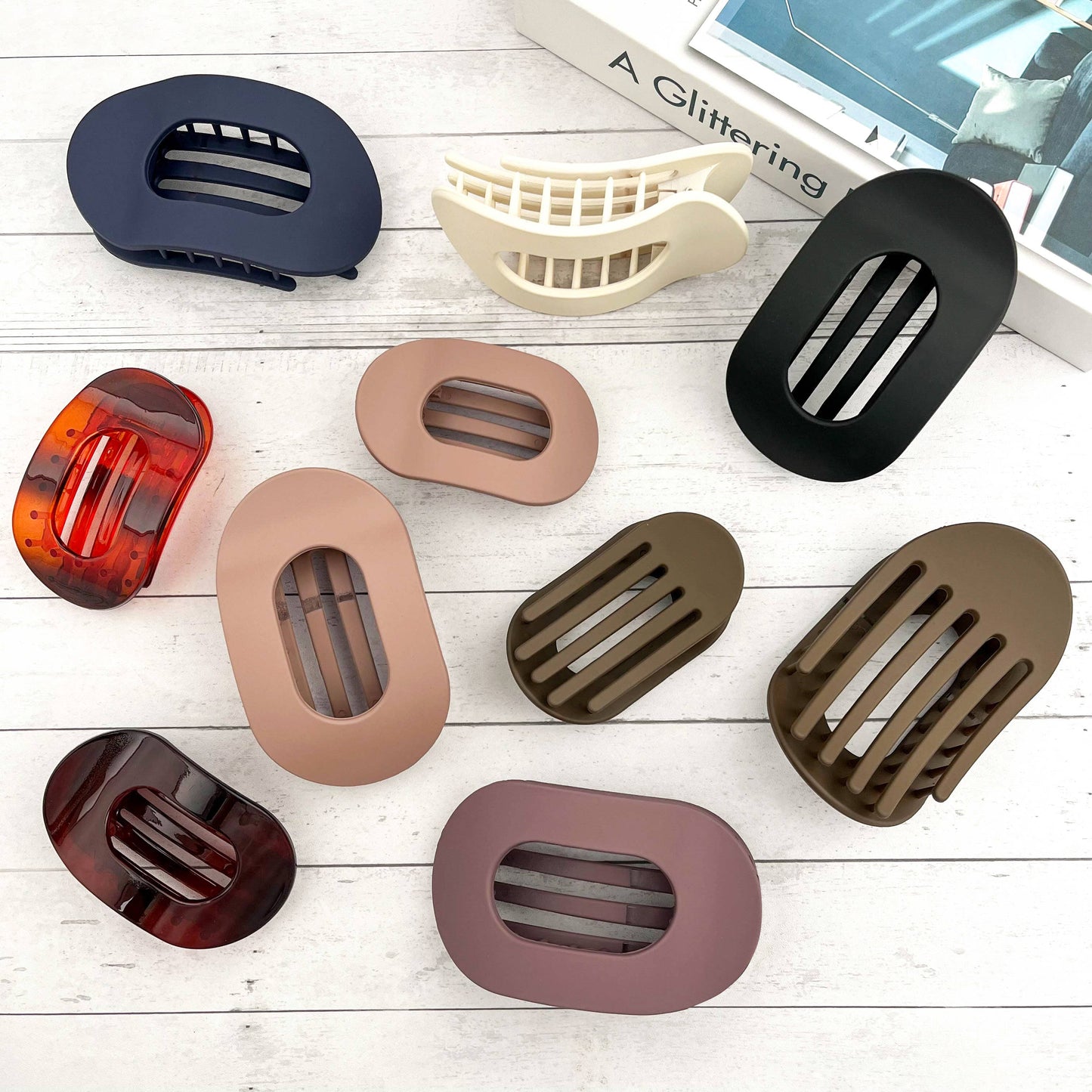 Solid Color Flat Oval Hair Clip