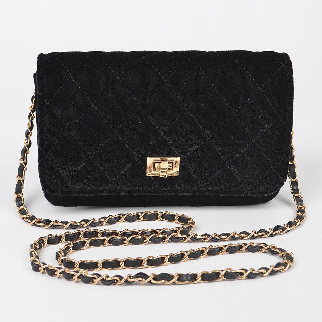 Quilted Velvet Shoulder Bag