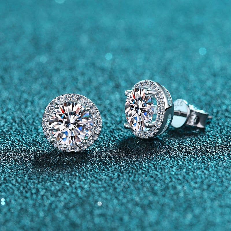 Four-Prong Moissanite Stud Earrings in 925 Sterling Silver