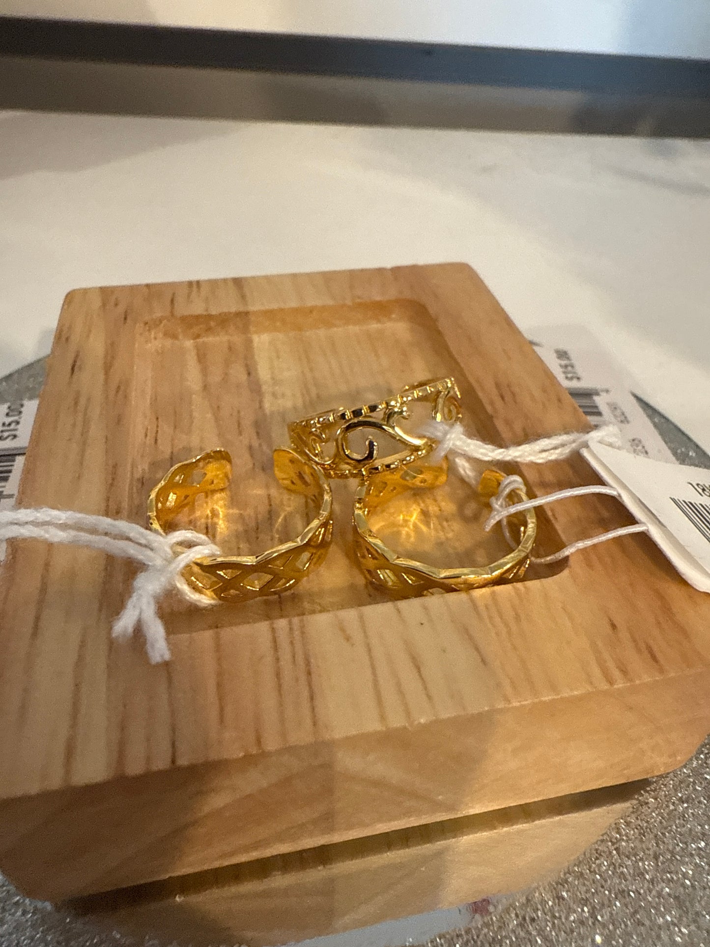 18K gold plat ss toe