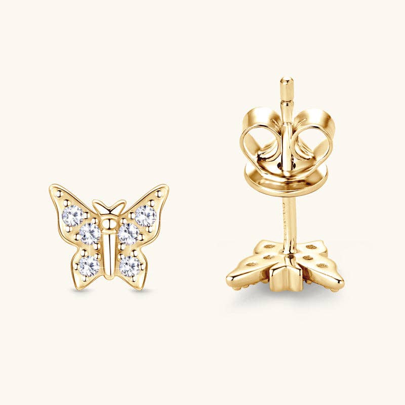 Moissanite Butterfly Stud Earrings in 925 Sterling Silver