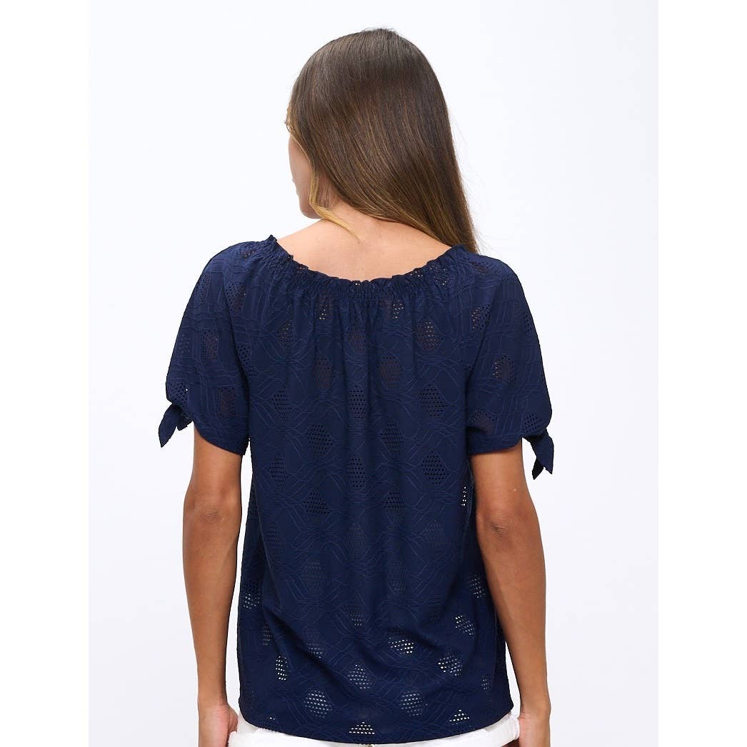 OFF SHOULDER EYELET PEASANT
