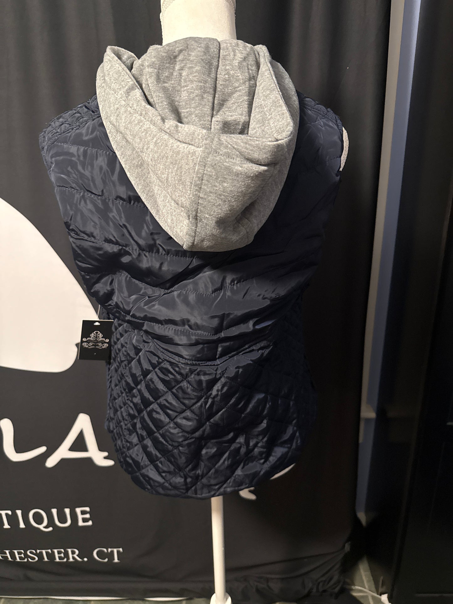 Quilted Zip-Up Vest with Hood