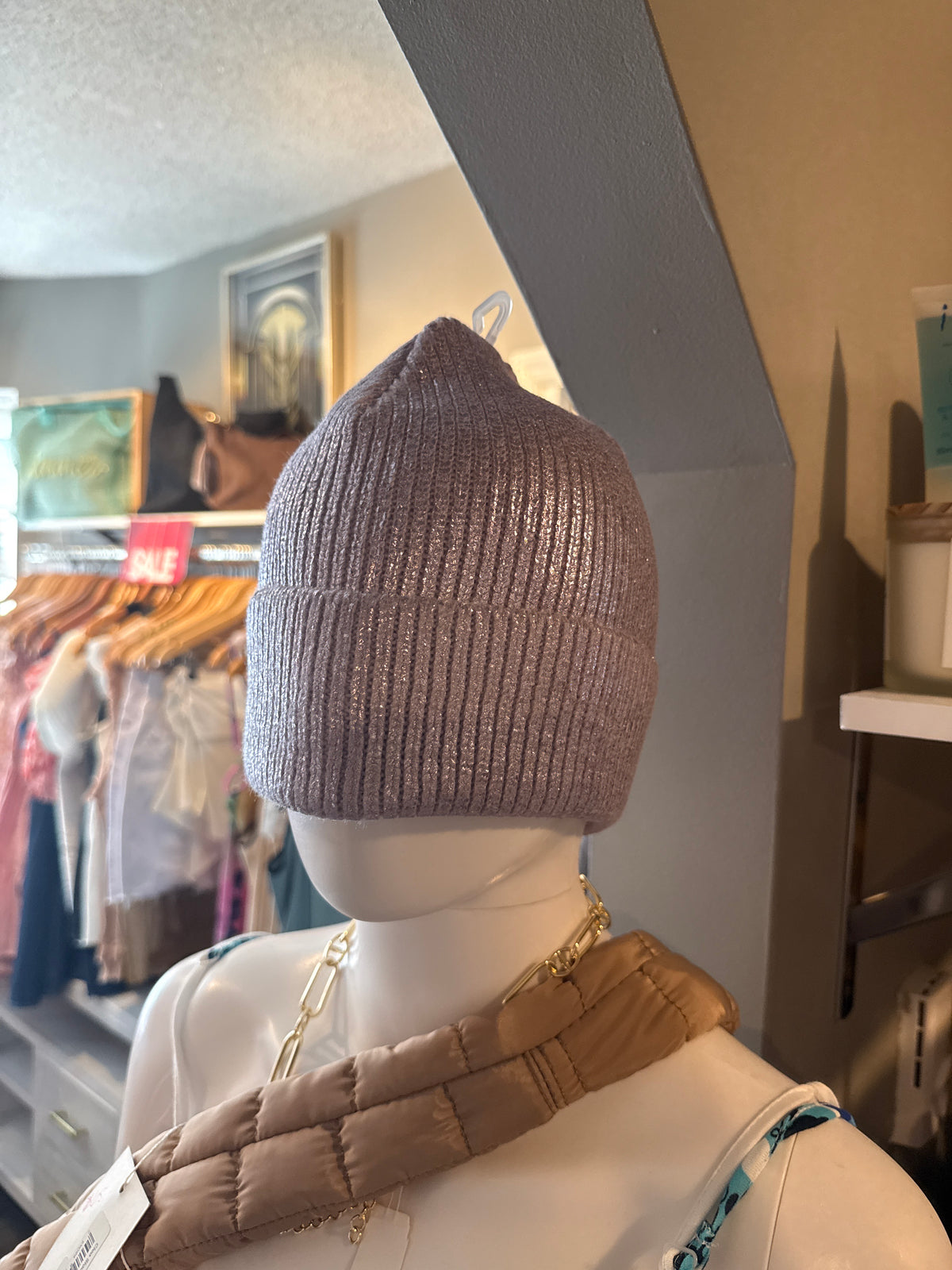 Metallic Ribbed Beanie