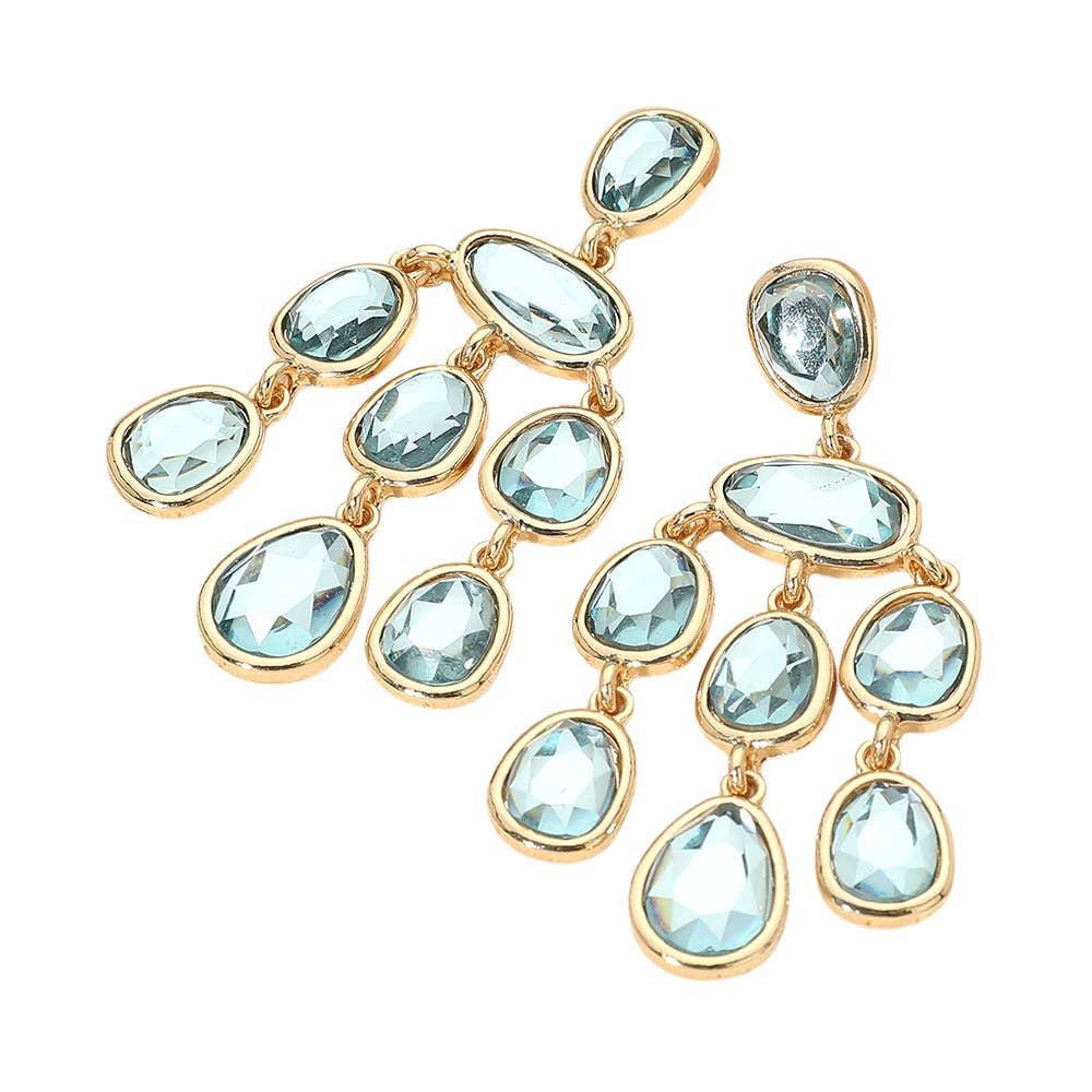 Teardrop Stone Cluster Chandelier Statement Earrings