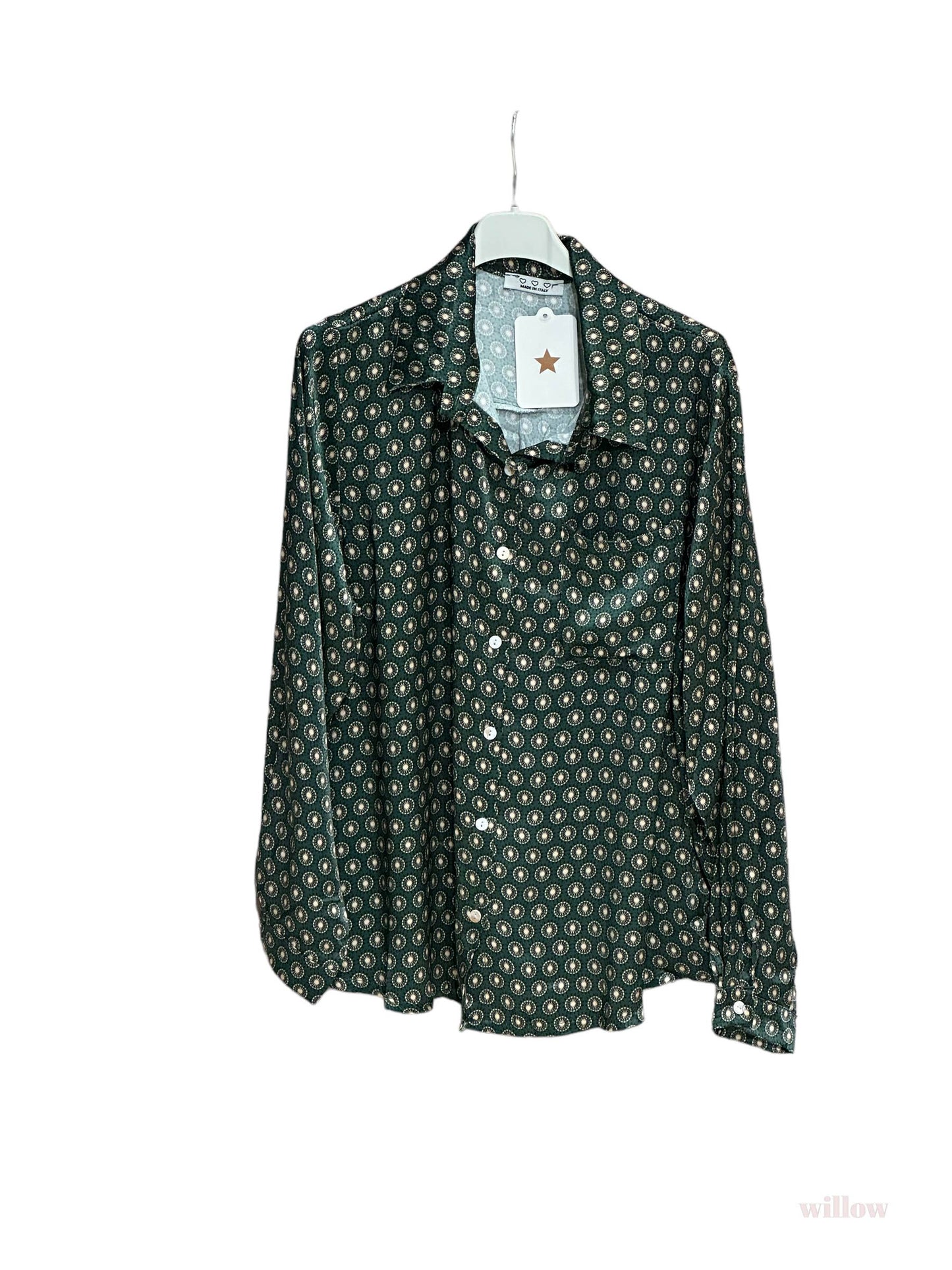 Round printed pocket viscose shirt
