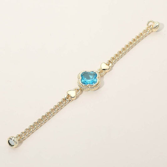 14K Gold Plated CZ Quatrefoil Stone Pointed Magnetic Bracelet