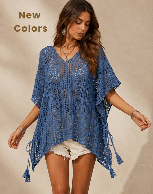 Sided-Tassel Detailed Crochet Tunic