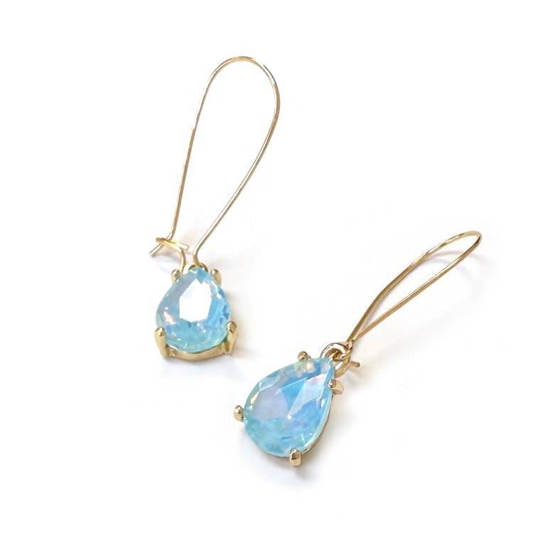 Midi Size Teardrop 5A Grade Glass Drop Kidney Wire Earrings