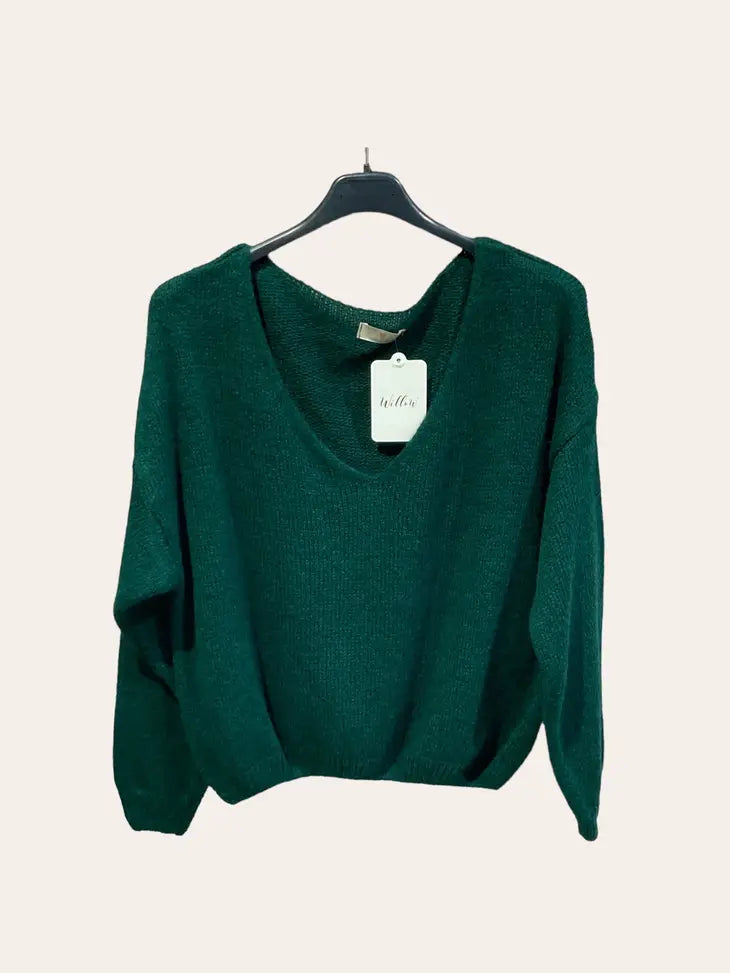 V-Neck Crop Sweater with A Tight Hem