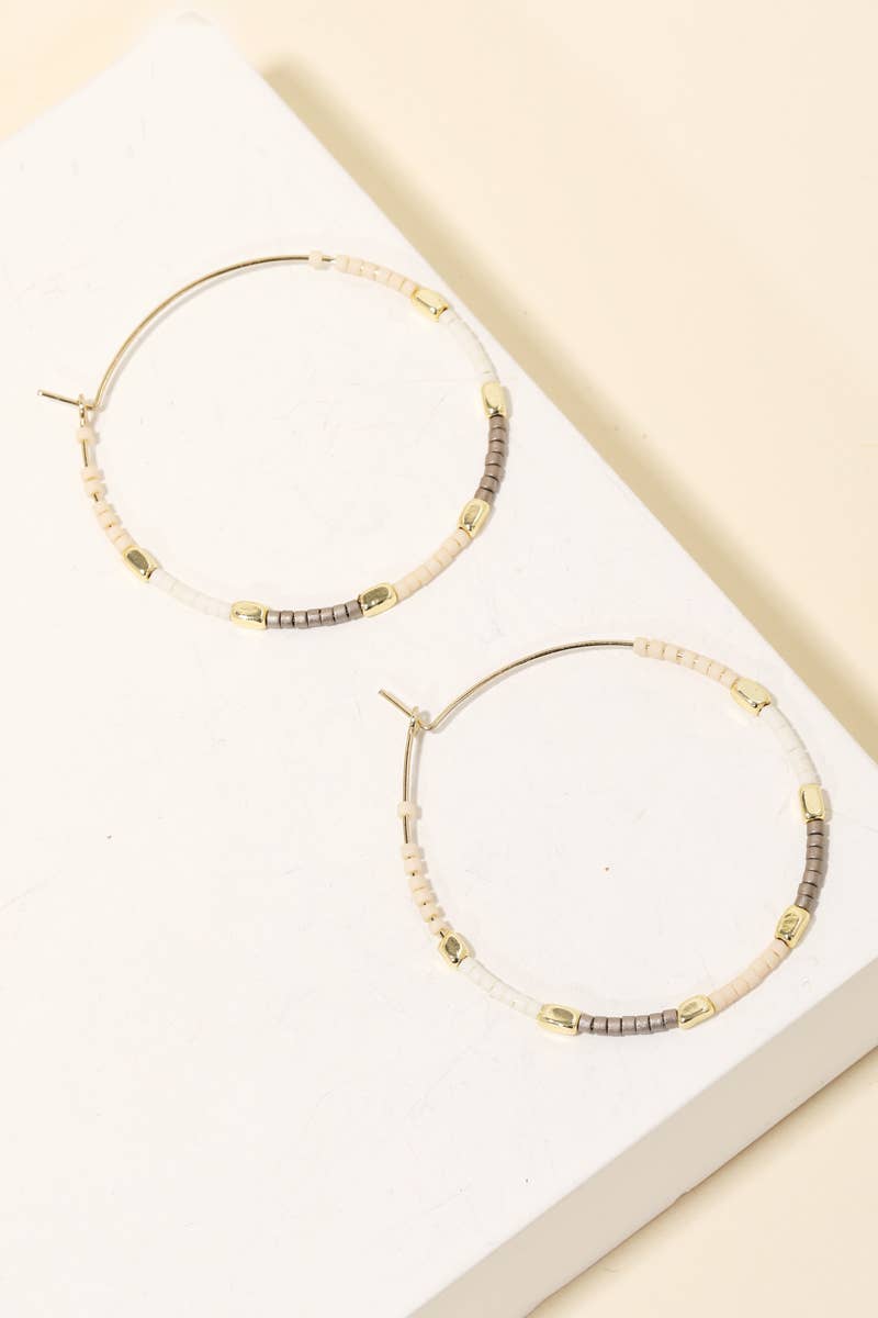 Multi Bead Wire Hoop Earrings